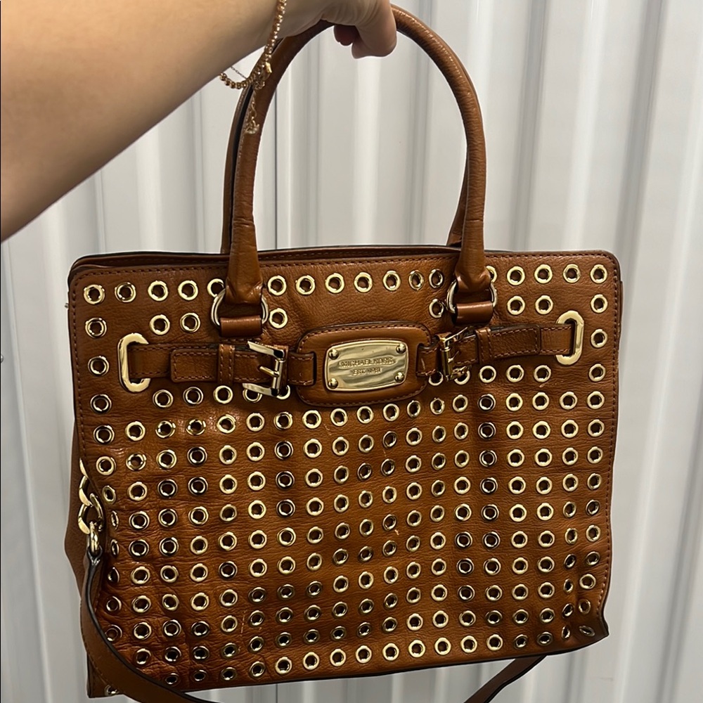 Michael Kors Brown Studded Tote Bag